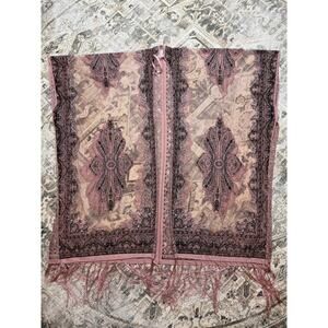 Vtg Sheer Velvet Burnout Boho Shawl Kimono Wrap, Nude Pink One Size Festival